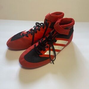 Adidas Red and Black High-Top Sneakers